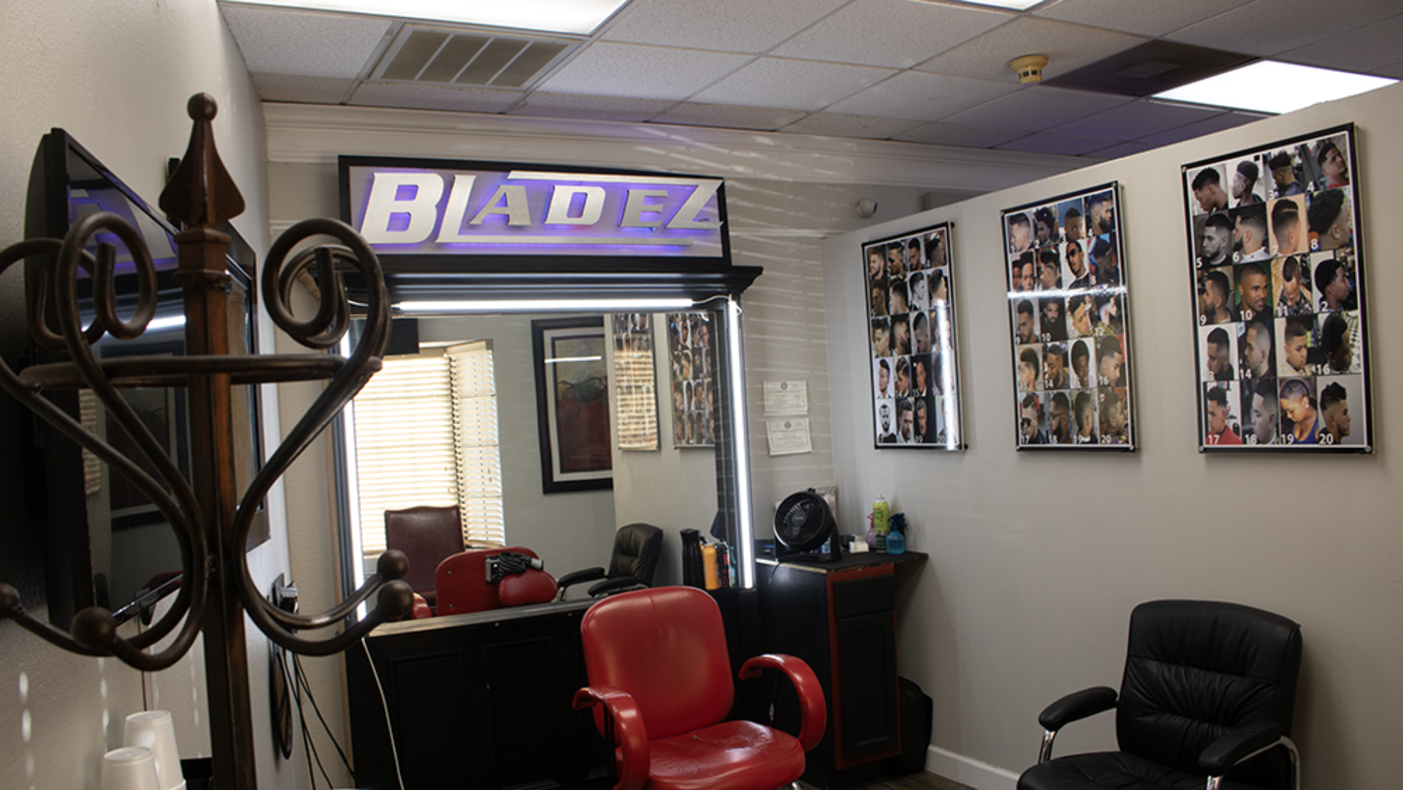 Inside Bladez Barber Fort Worth — barber chair rental space available